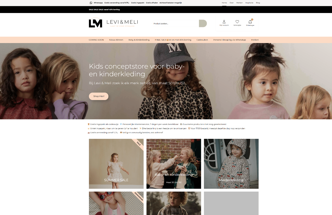 Website van Levi & Meli in Harderwijk, klant van Studio Deaup